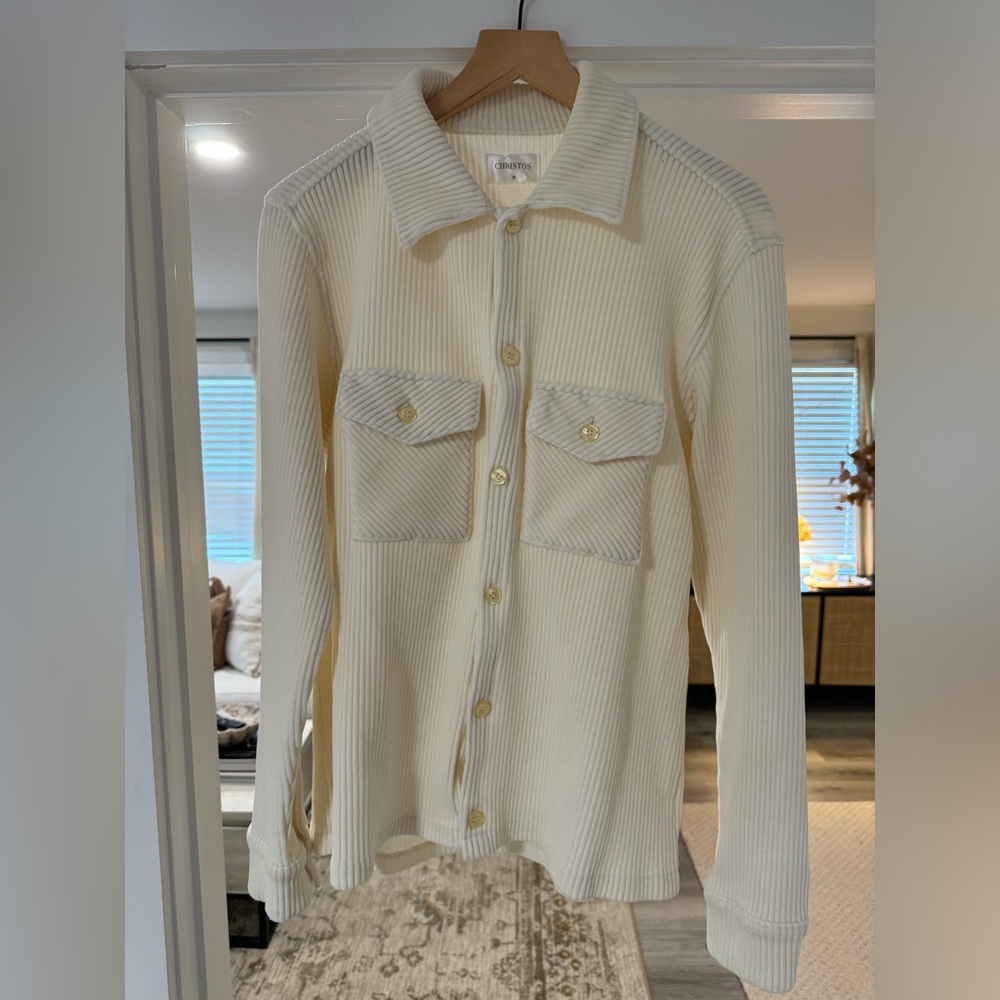 Cream matching set with soft, corduroy-like, soft crushed velvet material